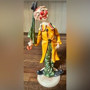 Vintage MCM FONTANINI Depose Italy Poly Resin Clown Figurine Circus 7 1/2”